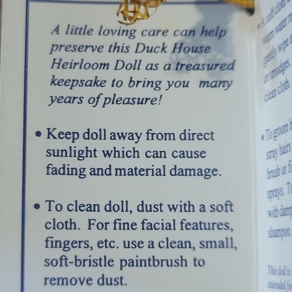 Vtg Duck House Heirloom Victorian Tassel Doll Umbrella Feather Hat COA Geraldine - Picture 12 of 16